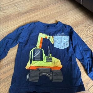 Carter's Blue and Yellow Long Sleeve Tee with Excavator Design